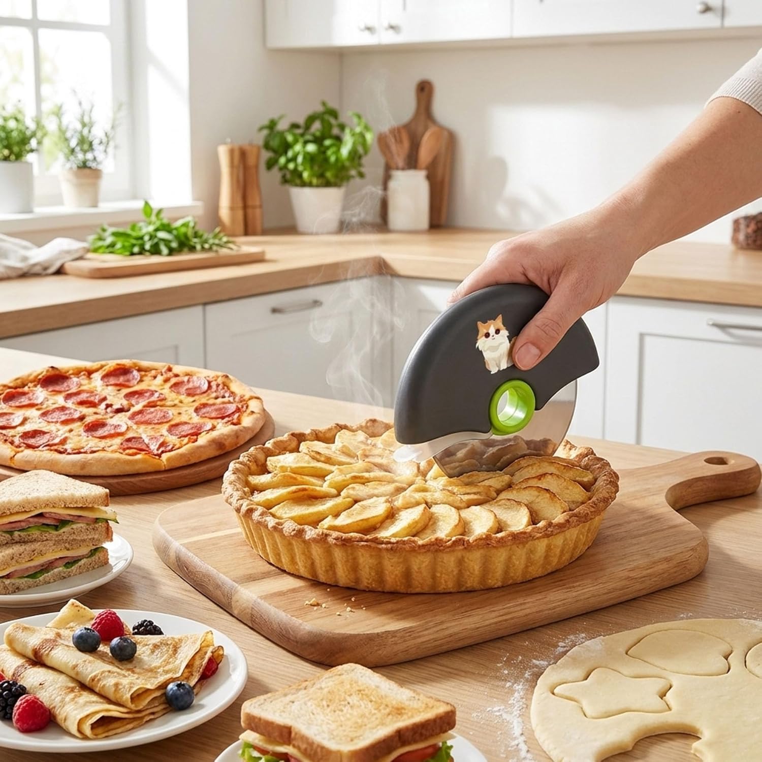Custom Logo Pizza Cutter – Stainless Steel Roller Knife for Pizza, Dough, Pies & Sandwiches – Ergonomic Non-Slip Handle – Perfect for Restaurants & Gifts (50)