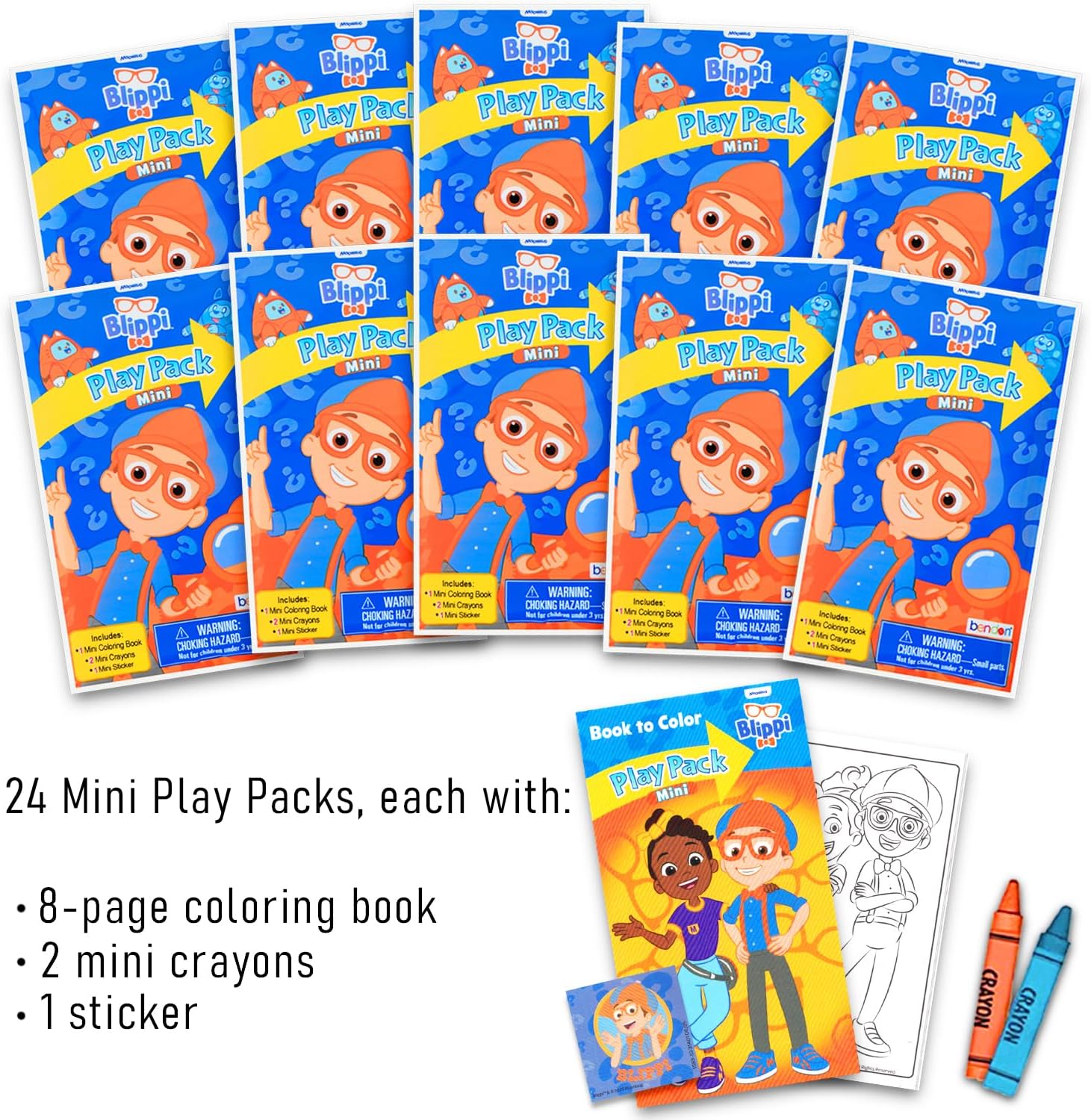 Blippi Birthday Party Favors Set - Bundle with 24 Play Packs for Kids | Mini Coloring Books, Stickers, and More for Goodie Bags (Blippi Party Supplies) image 2