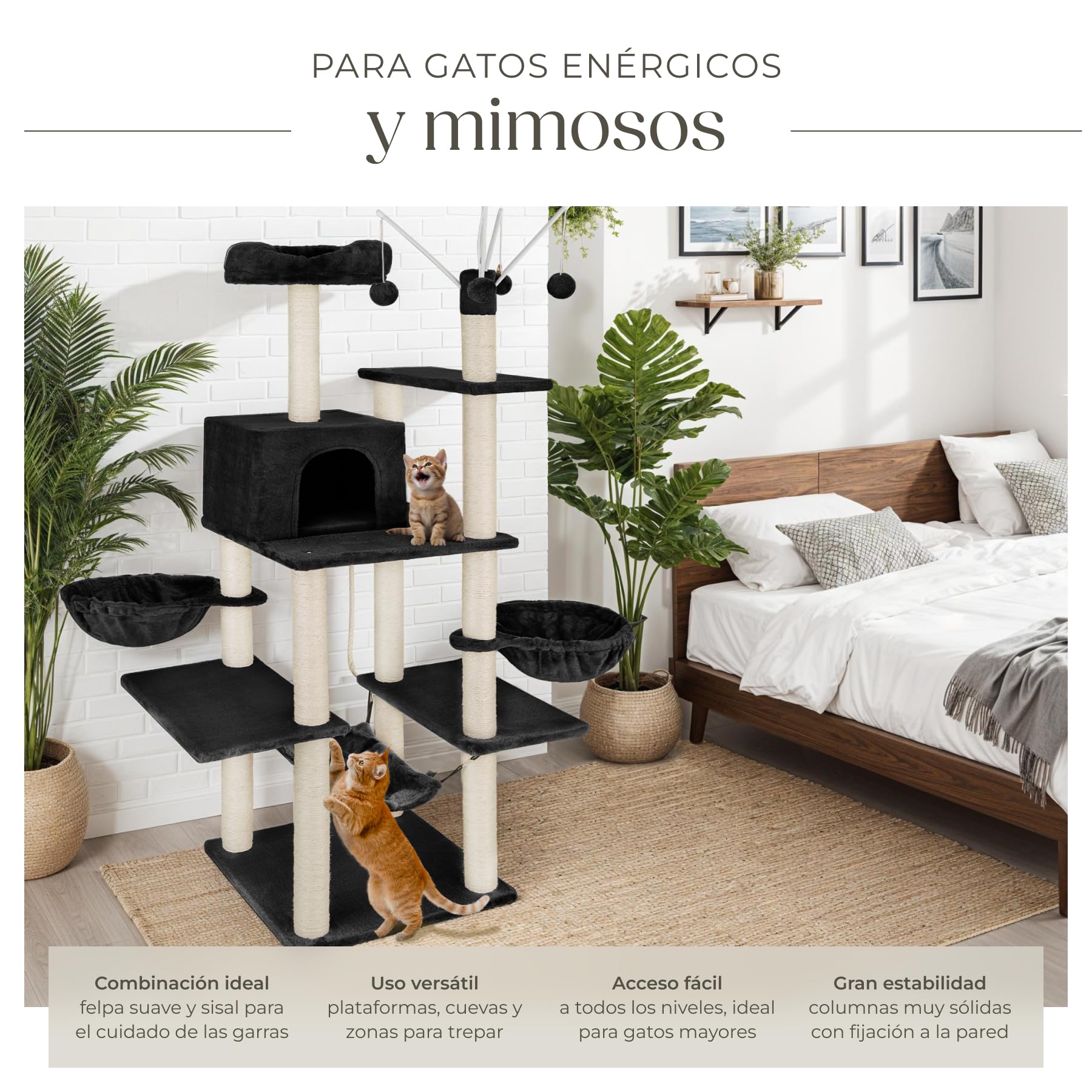 tectake 800657 - Rascador para Gatos Lilou, Árbol para Gatos, Hamaca, Plataformas, Bolas de Juego - Varios Modelos (Type 3 | No. 402933)