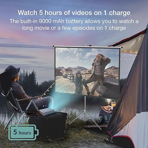 Miniatura 2 de Proyector portátil actualizado 2024, proyector de película recargable EZCast J4 - Batería y altavoz integrados - Proyector Pico 1080P, proyector de