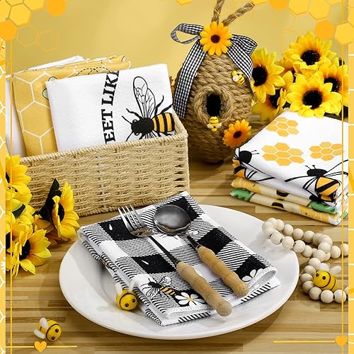 Miniatura 5 de Oudain 6 toallas de cocina de abejas de 15.8 x 23.6 pulgadas, toallas de mano de abeja, toallas de baño, toallas de cocina, decoración de cocina