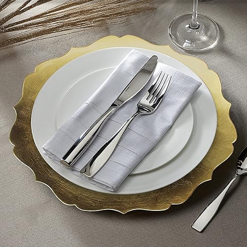 Miniatura 3 de American Atelier Plato de carga  Juego de 8  13 pulgadas  Borde festoneado  Placa de servicio de melamina  Perfecto para eventos de lujo, cenas,