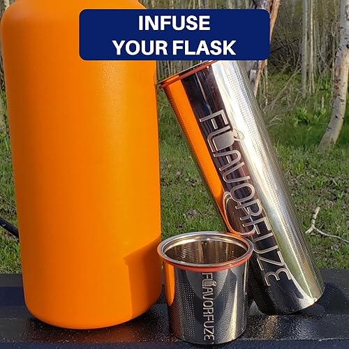 FlavorFuze - Kit de acero inoxidable para infusión de té, café y frutas, compatibles con botellas de boca ancha Hydro Flask (dos tamaños incluidos)