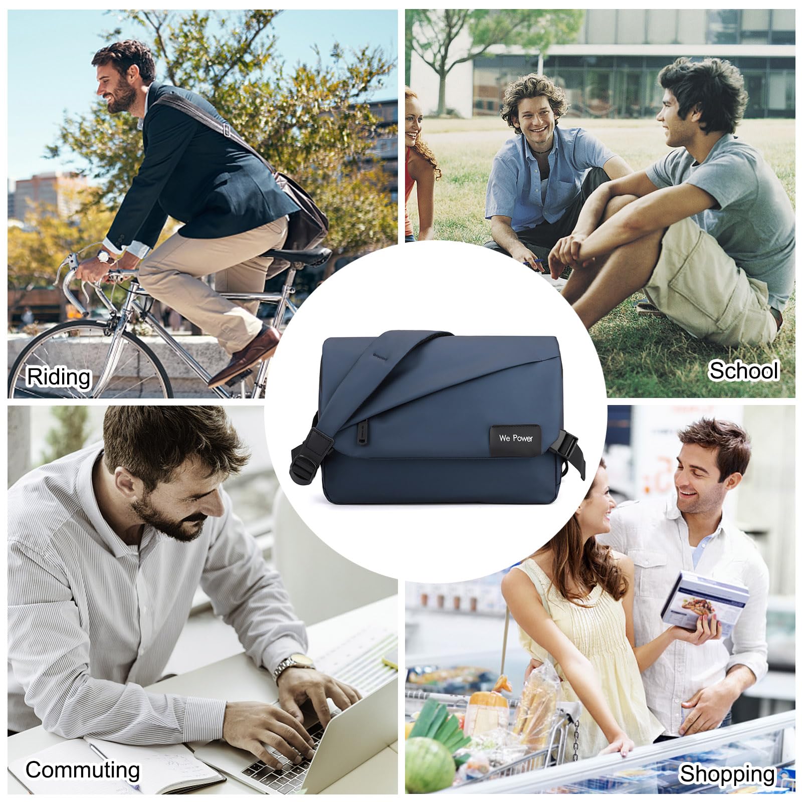 FANDARE Ultraleich Umhängetasche Herren Schultertasche Männer Hängetasche Arbeitstasche Nylon Messenger Bag für Alltag Freizeit Arbeit Büro Reisen Schule Wasserdicht Herren-Schultertaschen Dunkelblau