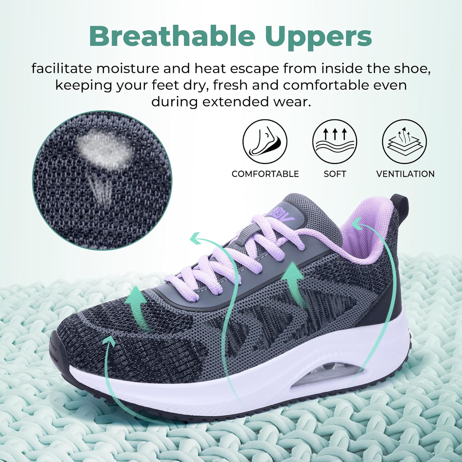 Autper Plantar Fasciitis Shoes Women Walking Arch Support Tennis Casual Athletic Nurse Orthotic Sneakers for Foot Pain Relief - Image 4