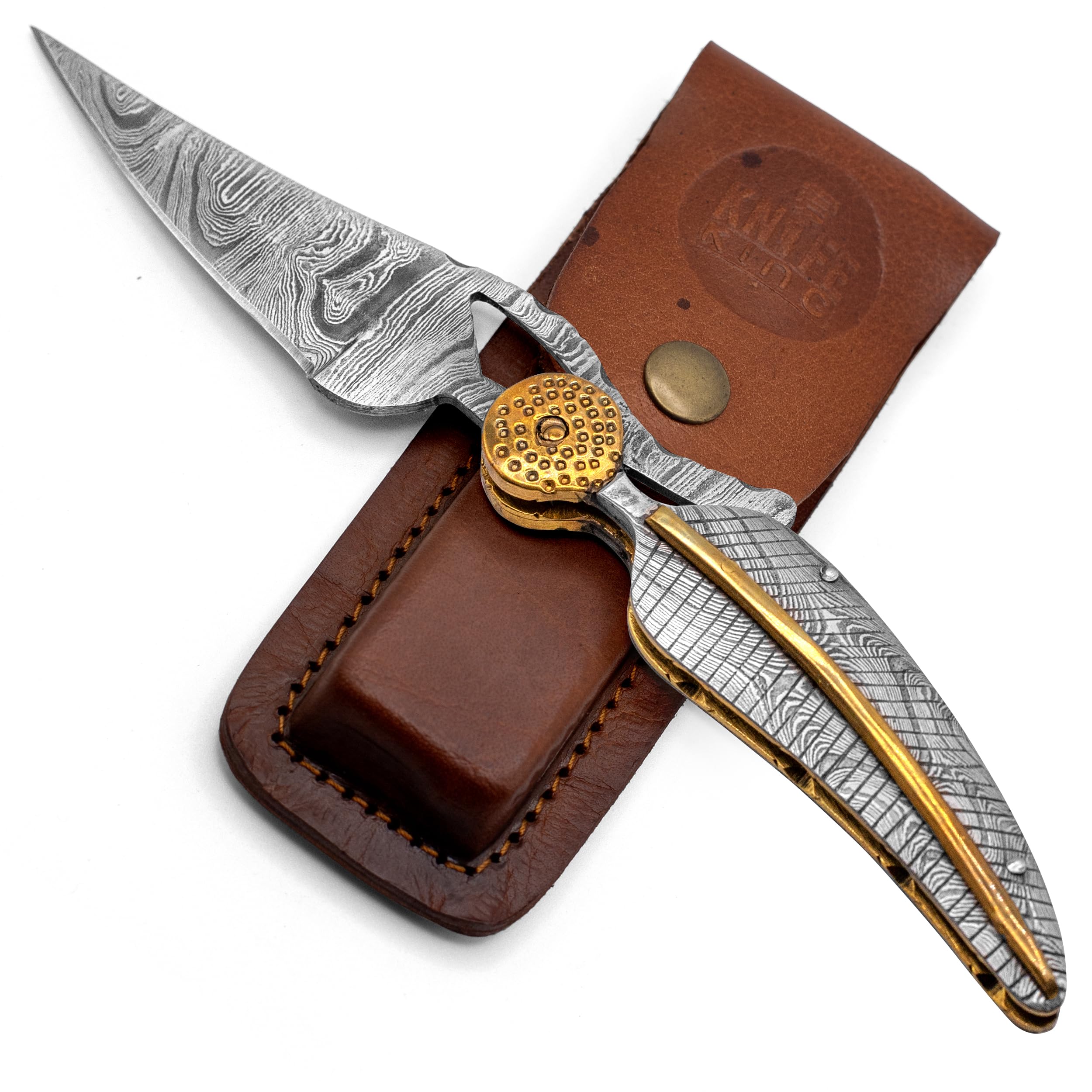 Premium Damascus Steel Pocket Knife - Folding Knife - Survival Knife - Ideal Gifts for Men, 10cm Blade, 12cm Handle, Over 200 Layers, Tactical Survival & Hunting Knife - High Hardness Over 58 HRC