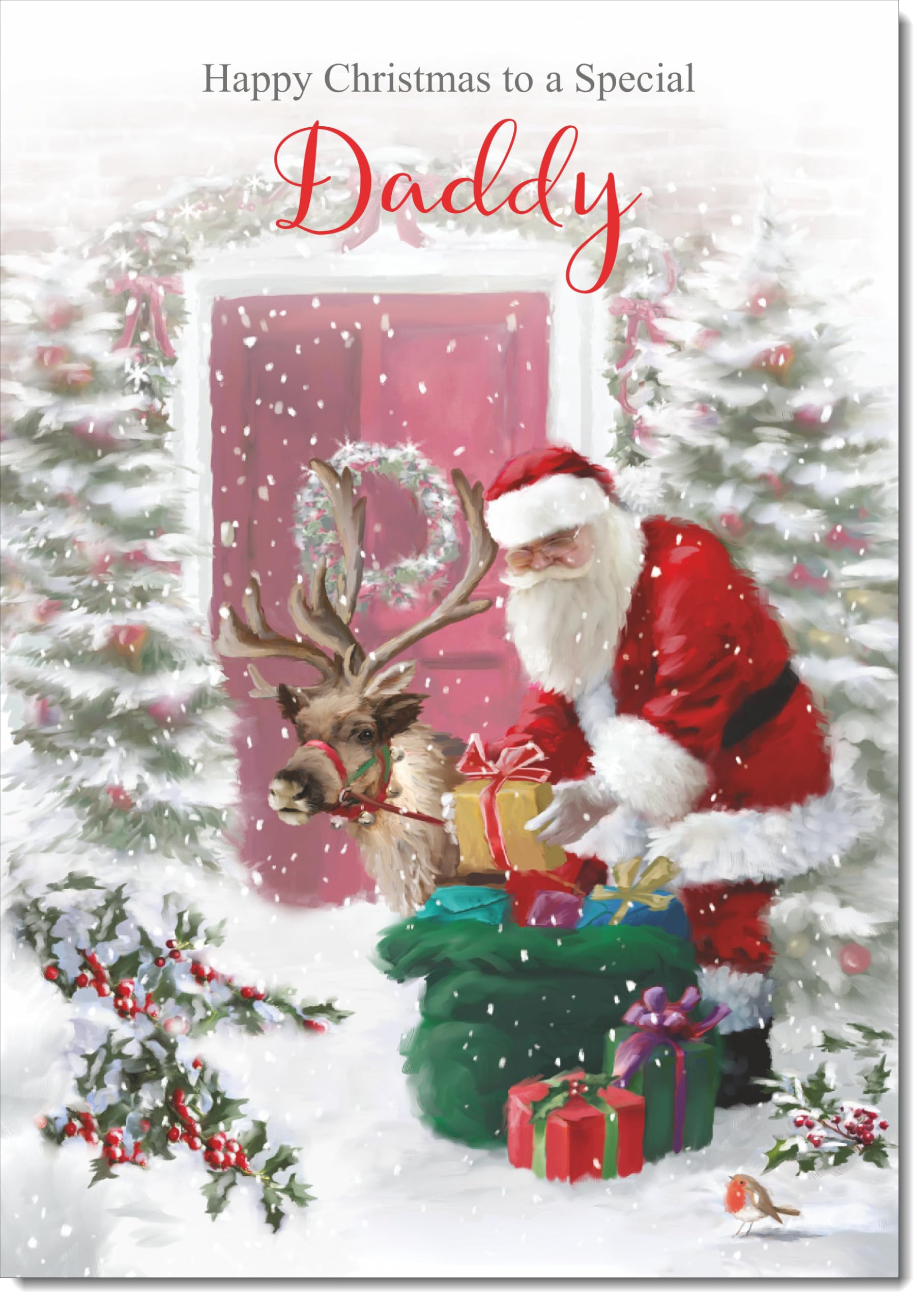 doodlecards Daddy Christmas Card Santa with Parcels Large A4 Size Christmas Card for Daddy with Plain Envelope — image 1