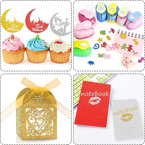 Miniatura 53 de 24 hojas de papel de cartulina con purpurina blanca, papel brillante A4 de primera calidad para álbumes de recortes, proyectos de bricolaje, Blanco