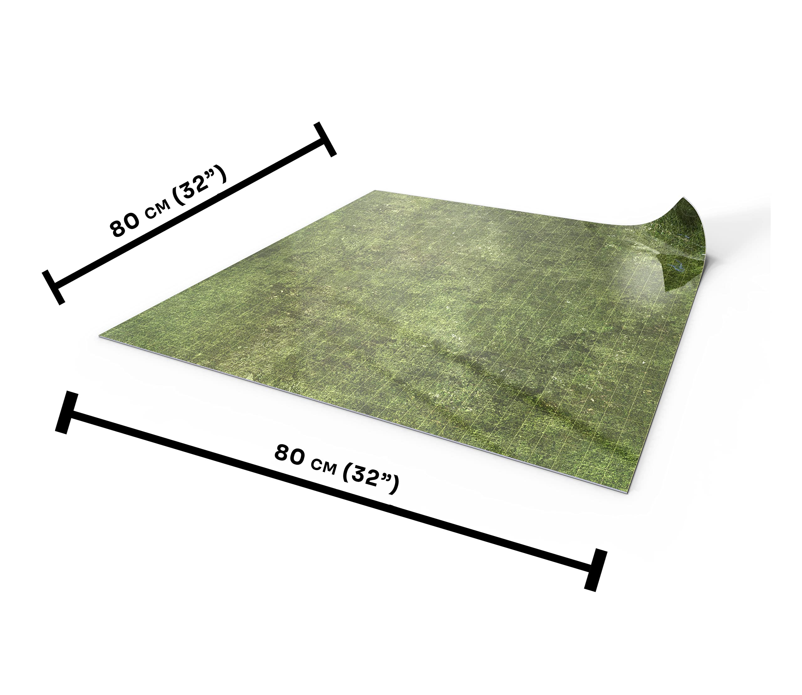 PLAYMATS Trockenlöschmatte RPG 80x80cm mit Gitter - trocken abwischbare Kampfmatte für Rollenspiele, Dungeons and Dragons (D&D), Pathfinder - Gras (quadratisch), Grass