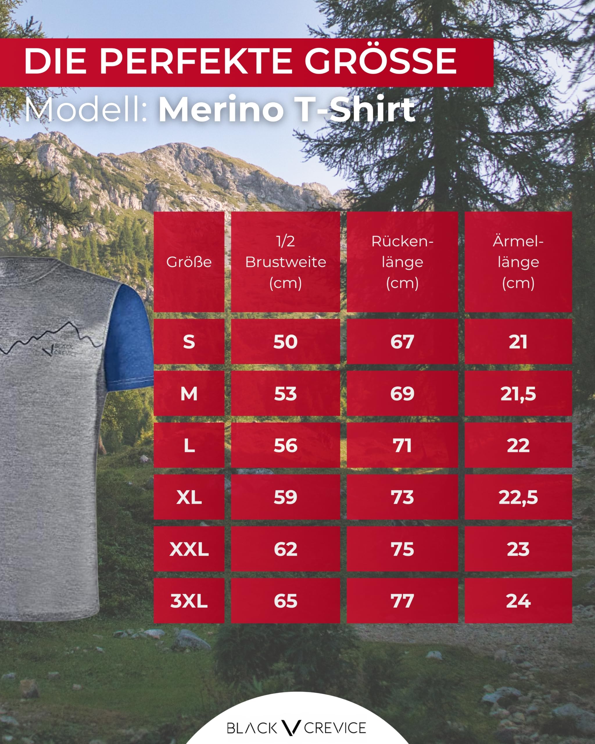 Black Crevice Herren Merino T-Shirt