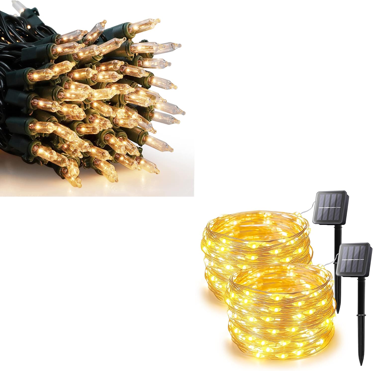 woohaha White Christmas Lights,2 Pack 50Count Clear Mini Lights