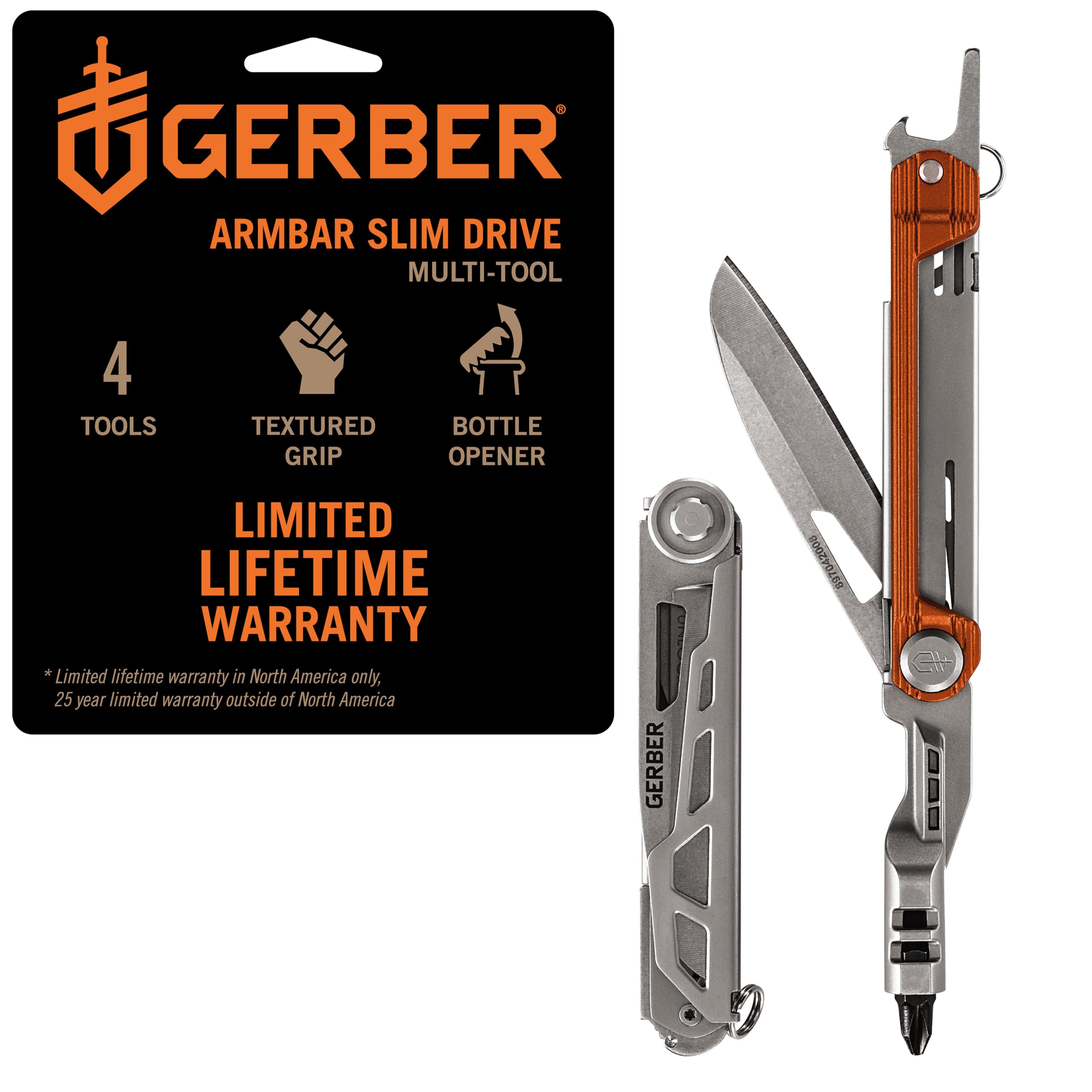 Gear Armbar Slim Drive Pocket Knife EDC Multitool with Screwdriver, Bottle Opener, Burnt Orange