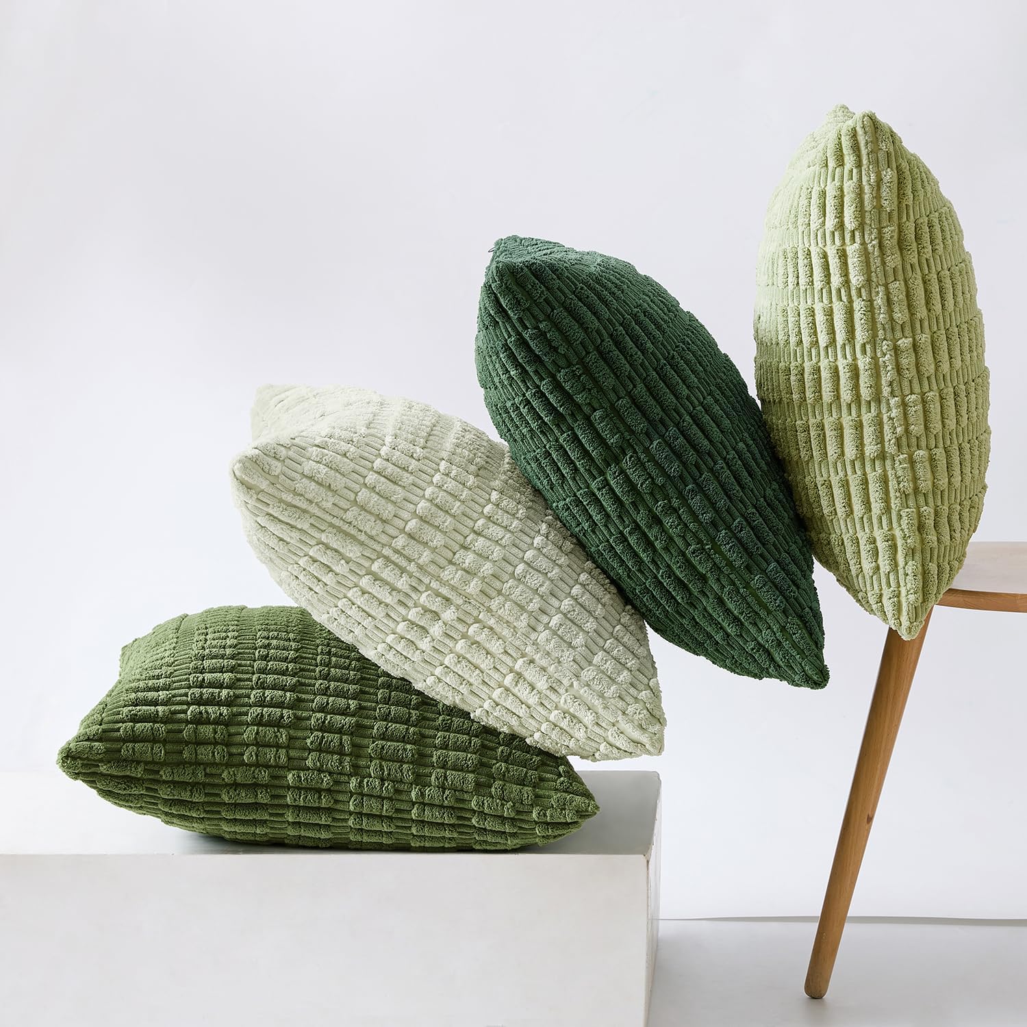 MIULEE Soft Corduroy Spring Throw Pillow Covers Set of 4 Forest Green 20x20 Inch Modern Farmhouse Boho Decorative Accent Cushion Covers for Couch Sofa Bedroom