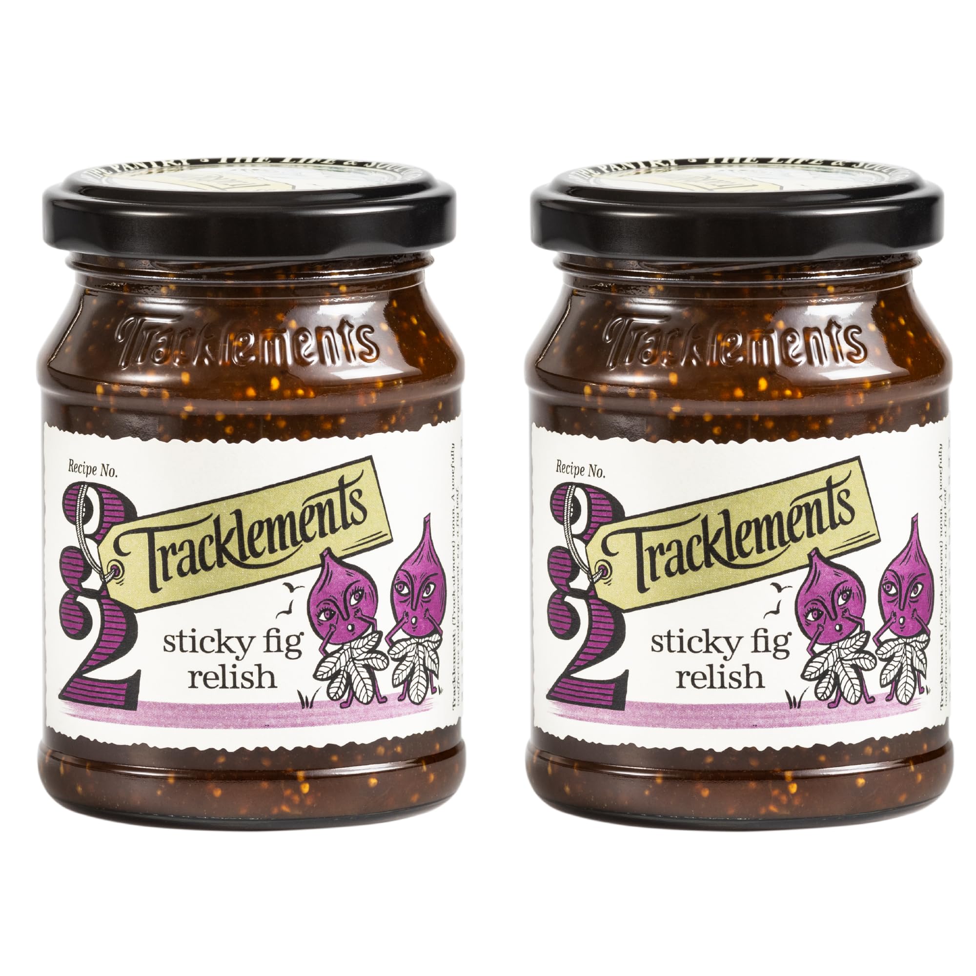 Tracklements Sticky Fig Relish, A Great Condiment for Soft Cheeses and a Cheese Board or Partnered with Mince Pies and Veggie Tarts, Vegetarian and Vegan Friendly, Gluten Free, 2 x 210g Jars