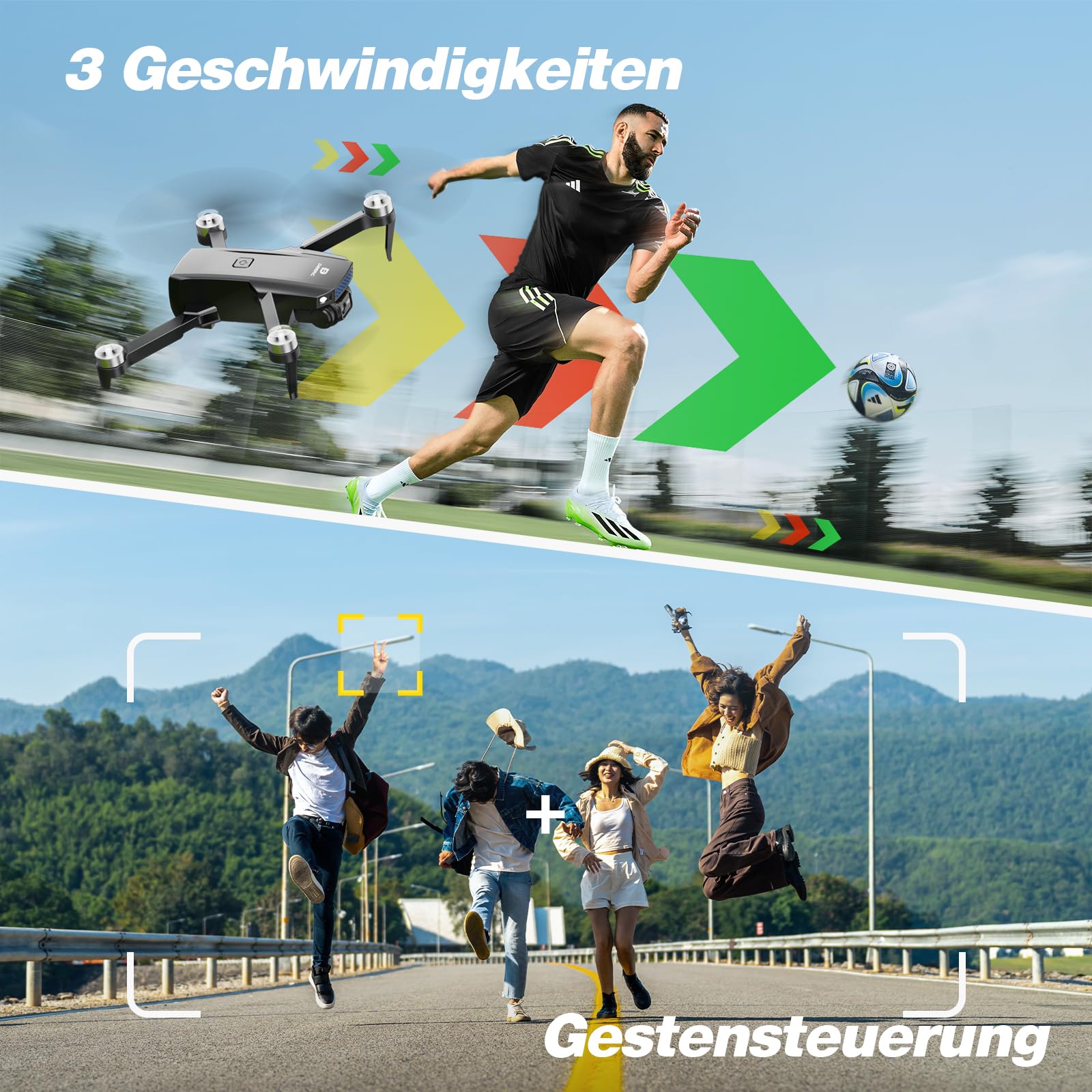 DEERC Drohne mit Kamera 1080P für Kinder, Anfänger, D20S RC Drohnen faltbar mit FPV Übertragung, 2 Akkus Lange Flugzeit, Bürstenloser Motor,Höhenhaltung,Optisch Fluss Spielzeug Geschenk für Jungend,C0