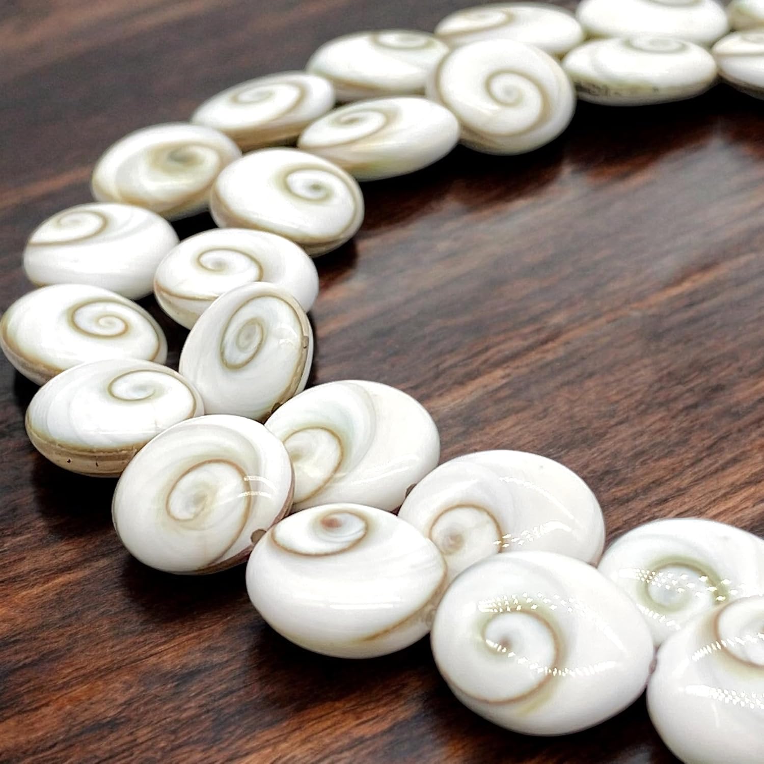 ABCGEMS Shiva Eye Shell Beads Indonesia Authentic Indo-Pacific Region (Symmetrical Double-Sided Matrix Pattern) Ethically Sourced - Small Batch Production - Jewelry Making Supplies - Oval 8X10mm
