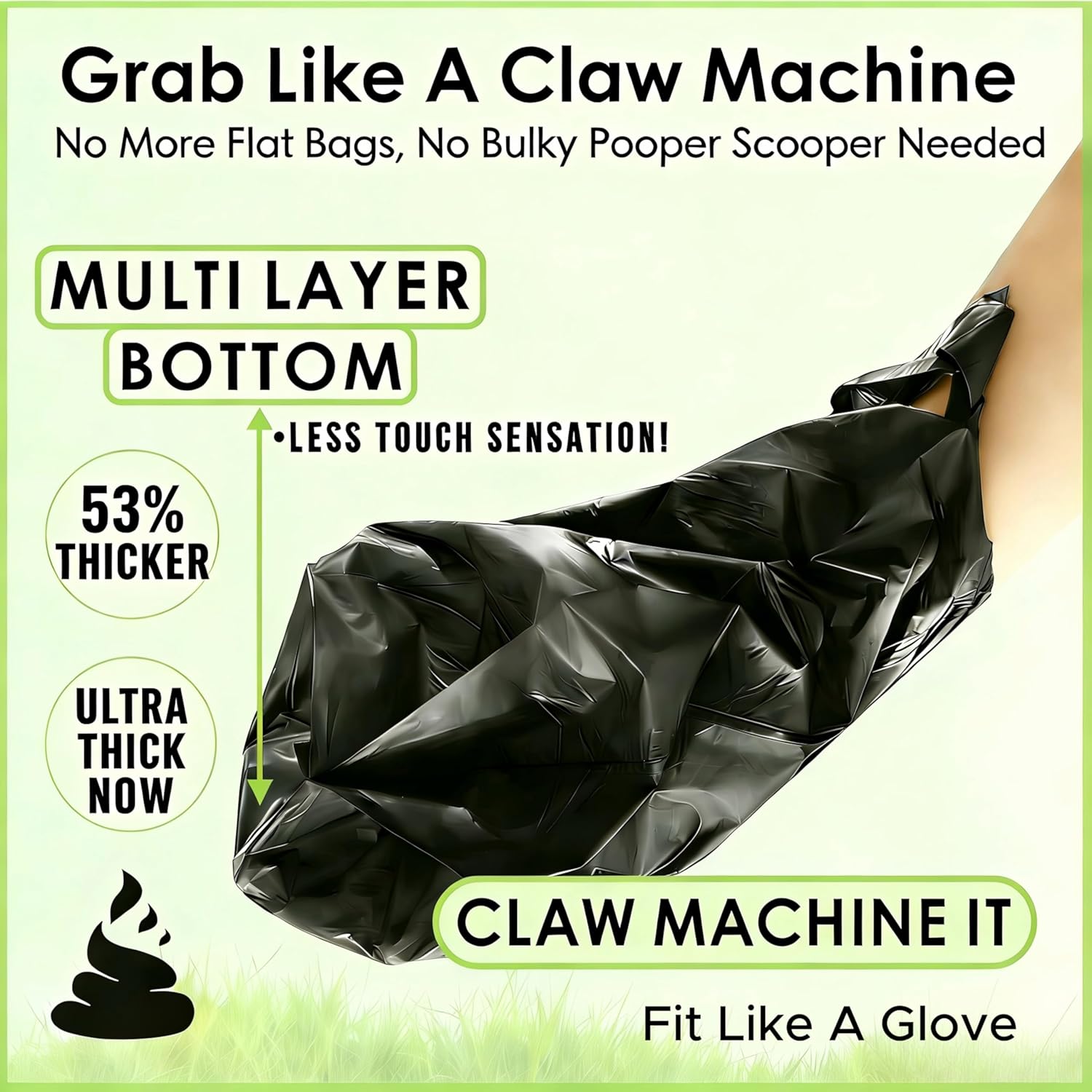 Ultra Thick RockRhino Dog Poop Bags - ECO Heavy Duty, Multi-Layer Bottom, 0% Plastic, 100% Home Compostable, Mint-Scented, Easy Open Tie Handles, Glove-Like Fit - 210 Bags