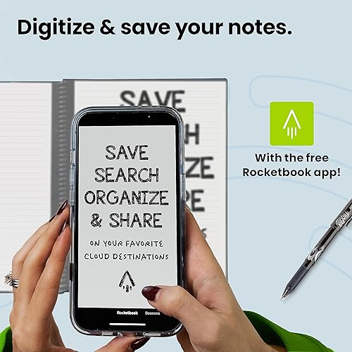 Miniatura 3 de Rocketbook - Cuaderno inteligente Core, innovador y ecológico con capacidad de compartir en la nube, con renglones, 6 x 8,8 pulgadas, 36 páginas,