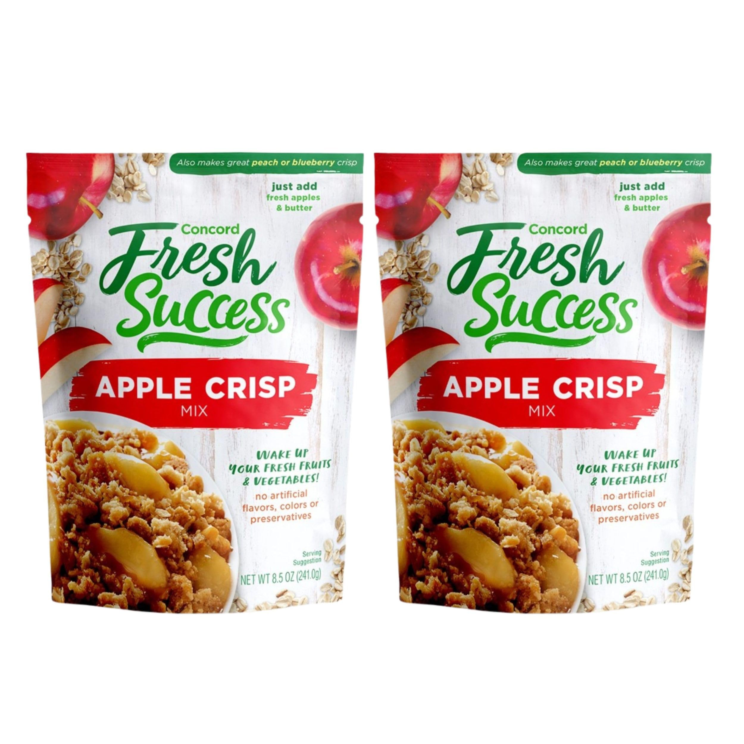 Concord Foods Apple Crisp Mix: Easy-to-Make Dessert with Delicious Ready to Go Ingredients - Sweet, Tender, Fruit Dessert Covered in Buttery, Cinnamon Crumb Topping (8.5 oz Pack of 2)