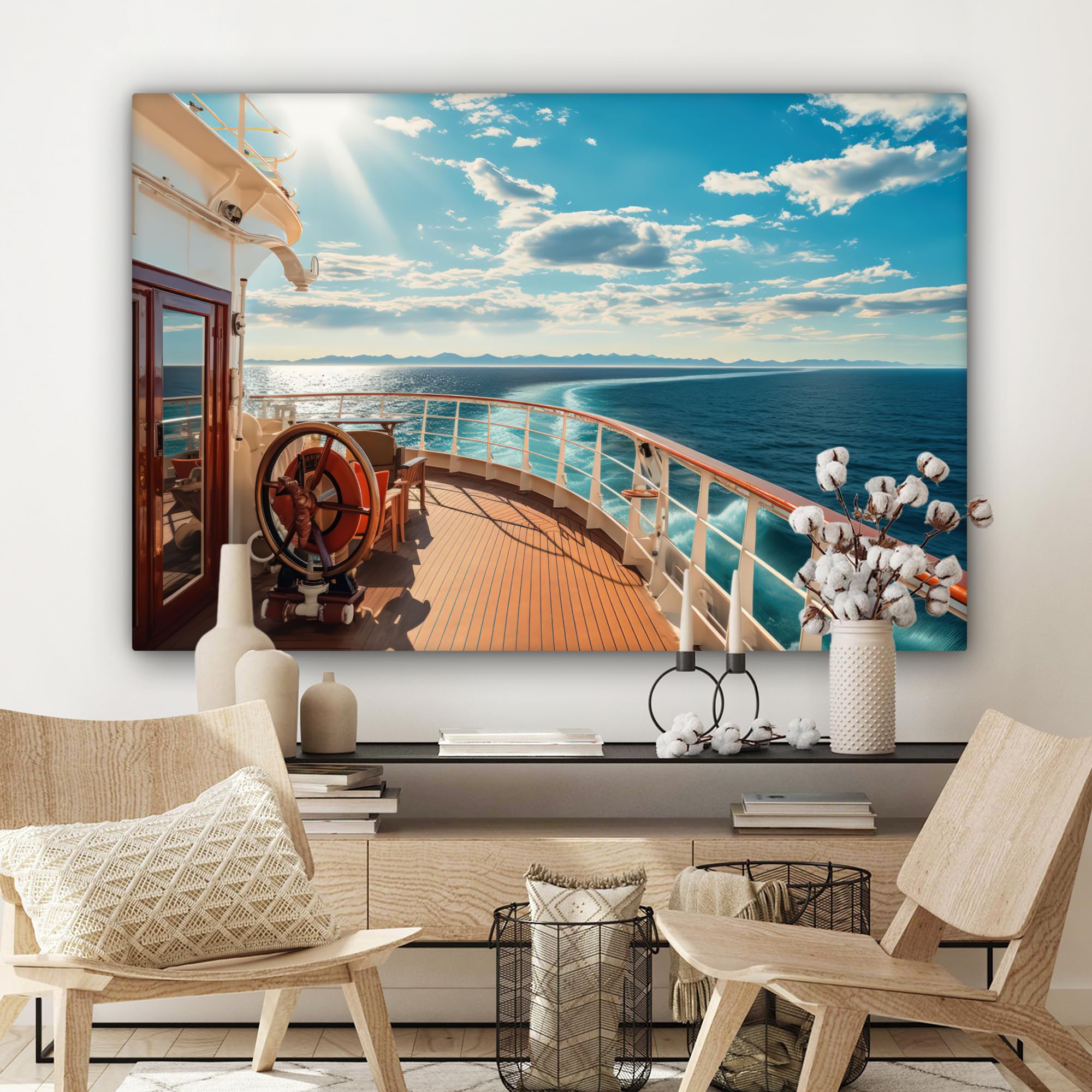 Quadro Moderno Su Tela 120x80 Cm - Stampa Nautica Con Barca E Lago Per Soggiorno - Foto 7