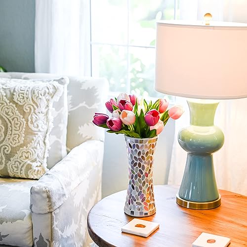 Miniatura 6 de Jarrón decorativo moderno  Florero grande para flores jarrones de mosaico  11.8 pulgadas de alto x 5 pulgadas de diámetro