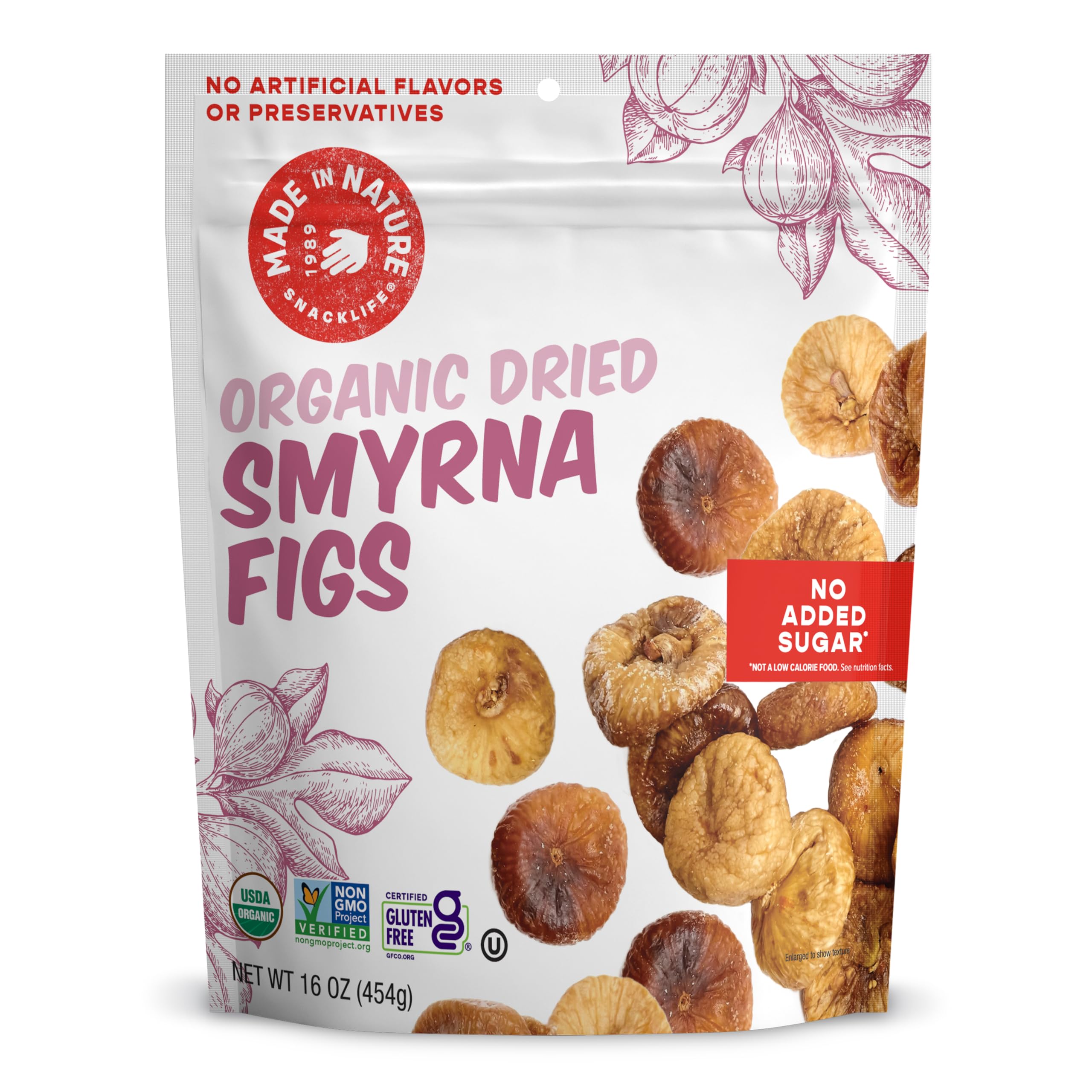 Made In Nature Organic Dried Turkish Smyrna Figs, 16 Ounce (Pack of 1) – Vegan Snack, Non-GMO, Unsulfured, Gluten Free, KosherUSDA Organic