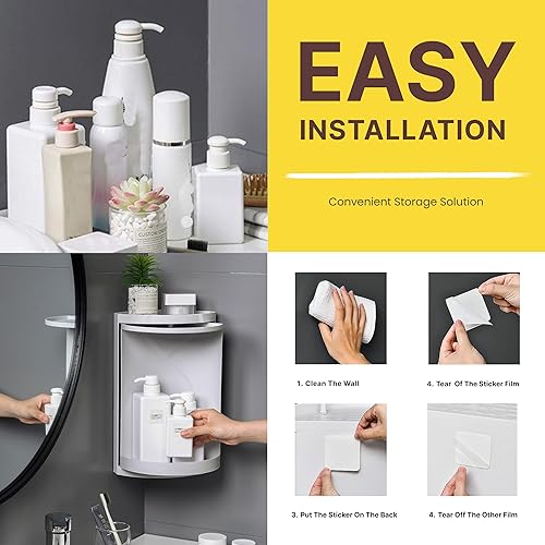 Miniatura 3 de Skywin Armario de almacenamiento de baño grande (blanco)  Estante de almacenamiento de esquina para el cuidado de la piel, organizador de