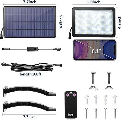Miniatura 6 de JACKYLED Luz solar de 1000 lúmenes 48 LED para exteriores del atardecer al amanecer con control remoto, kit de luz solar con batería de 5500 mAh y