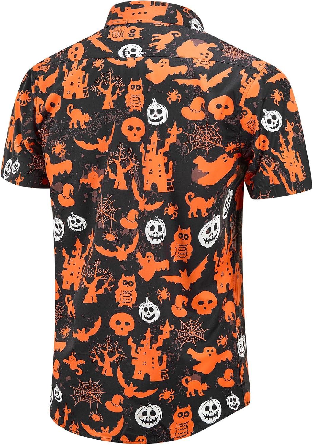 EUOW Halloween Button Down Shirts for Men Fun Skeleton Printed Casual Short Sleeve Hawaiian Tropical Novelty Shirt - Image 3