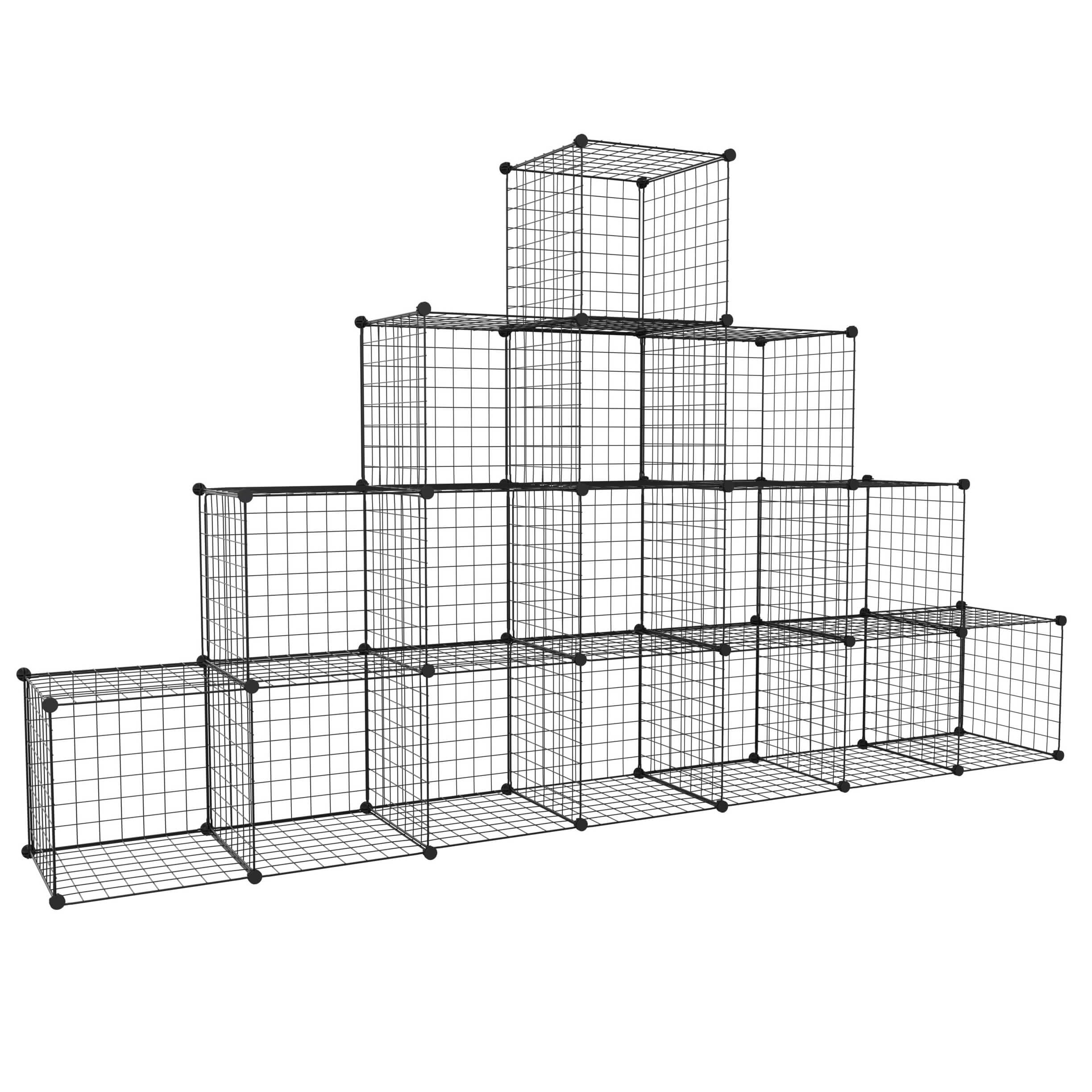 Drahtwürfel-Regal Pyramide 16 Fächer Madrid Schwarz