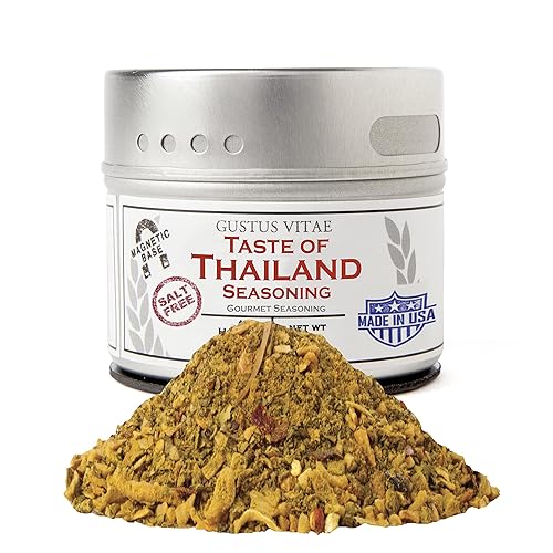 Condimento Taste of Thailand | Sin OMG verificado | Lata magnética | Mezcla de especias | 1.4 onzas | Fabricado en pequeños lotes por Gustus Vitae |