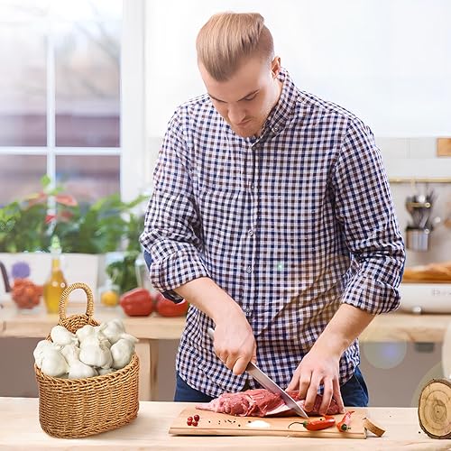 Miniatura 6 de Cesta de almacenamiento colgante tejida para cocina, organizador montado en la pared para ajo, jengibre, verduras, diseño rústico tejido