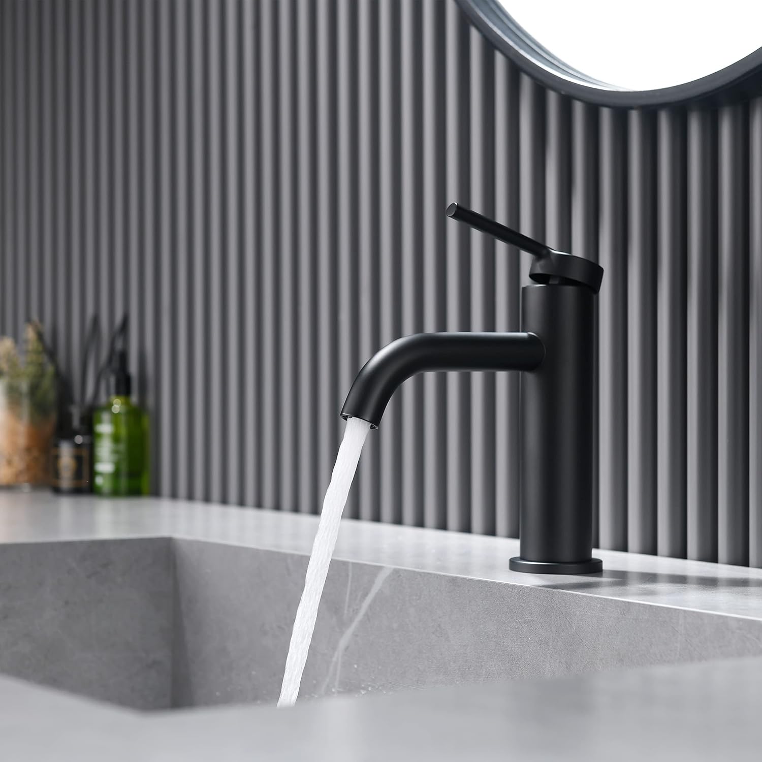 KENES Bathroom Faucet Black, Single Handle Matte Black Bathroom Sink ...