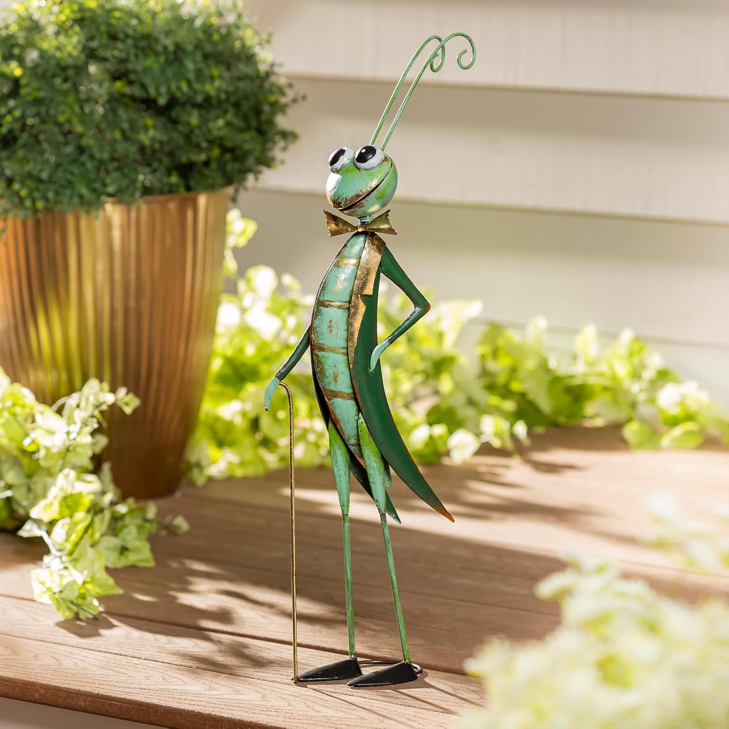Evergreen Garden 27" Cricket Metal Animal Statues, Garden Decor Metal Yard Art for Lawn Backyard Party Wedding Decoration