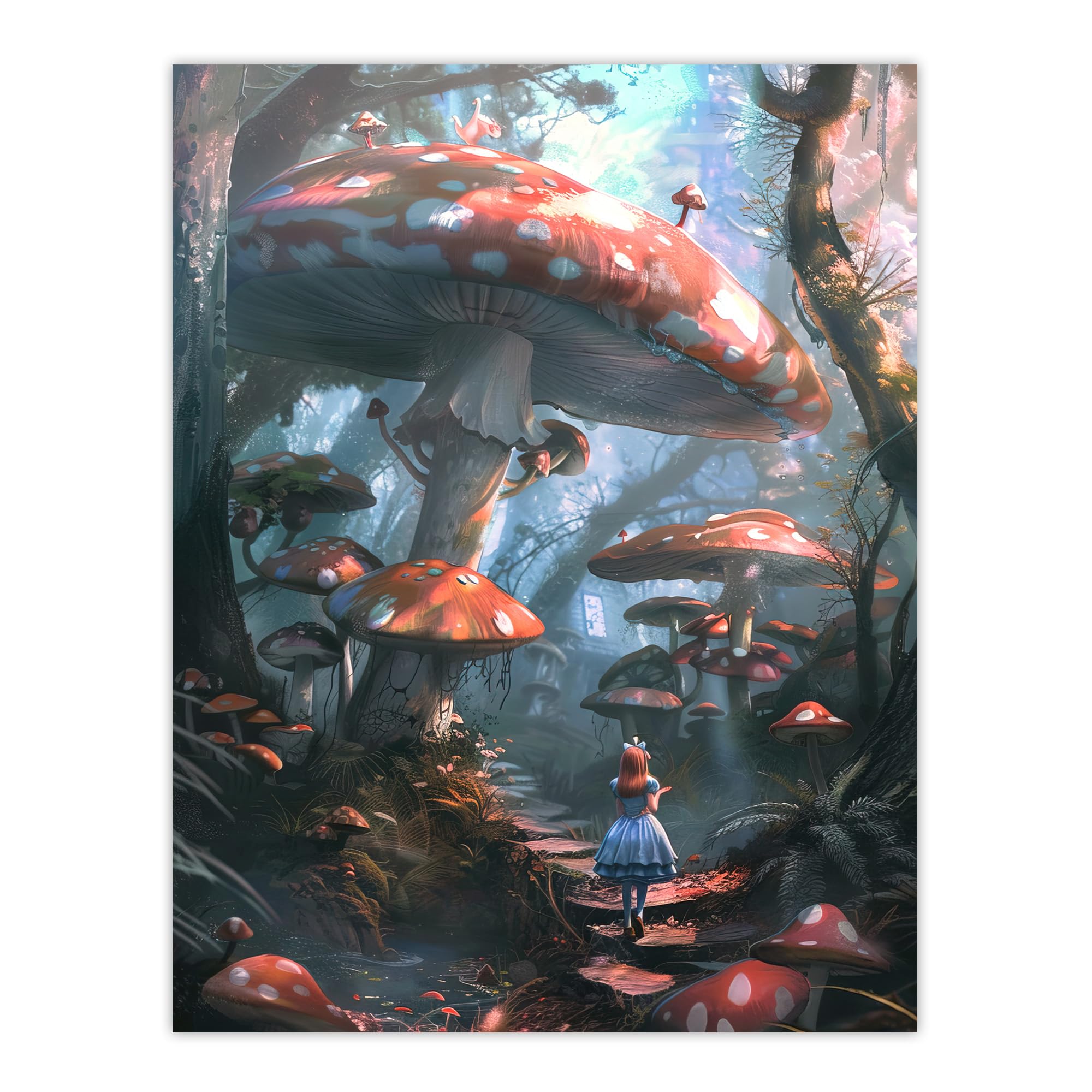 Artery8 Alice in Wonderland Mushroom Forest Concept Art Print W18" x H24" Blue