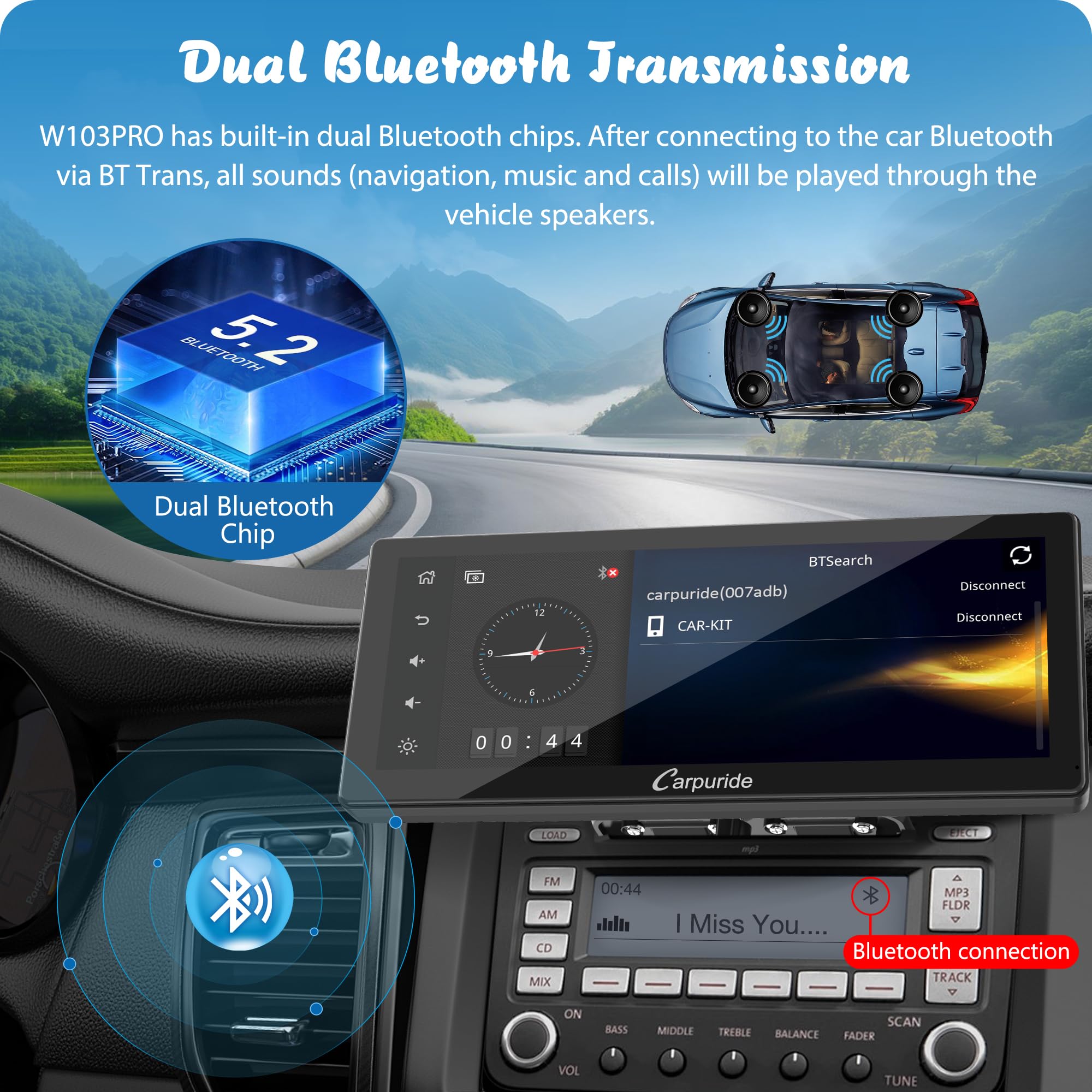 Amazon.com: Carpuride W103 Pro with Wireless Bluetooth