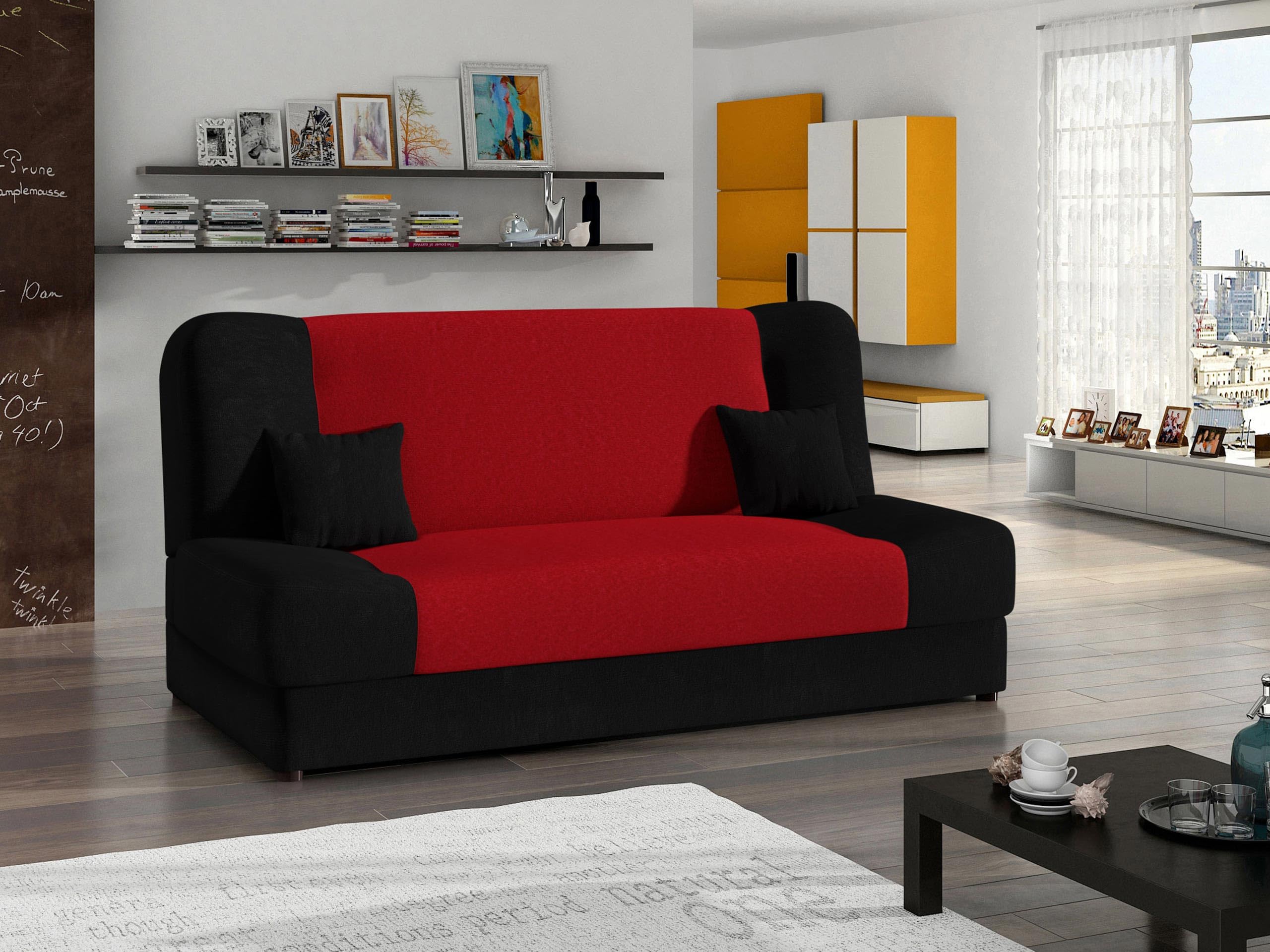 Mirjan24 Schlafsofa Jonas Style, Sofa mit Bettkasten und Schlaffunktion, Bettsofa, Schlafcouch, Microfaser, Couch vom Hersteller, Wohnlandschaft (Alova 04 + Alova 46)