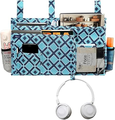Miniatura 2 de Surblue - Organizador de cama colgante para mesita de noche, bolsa de almacenamiento, bolsillo para literas y camas de hospital, dormitorios