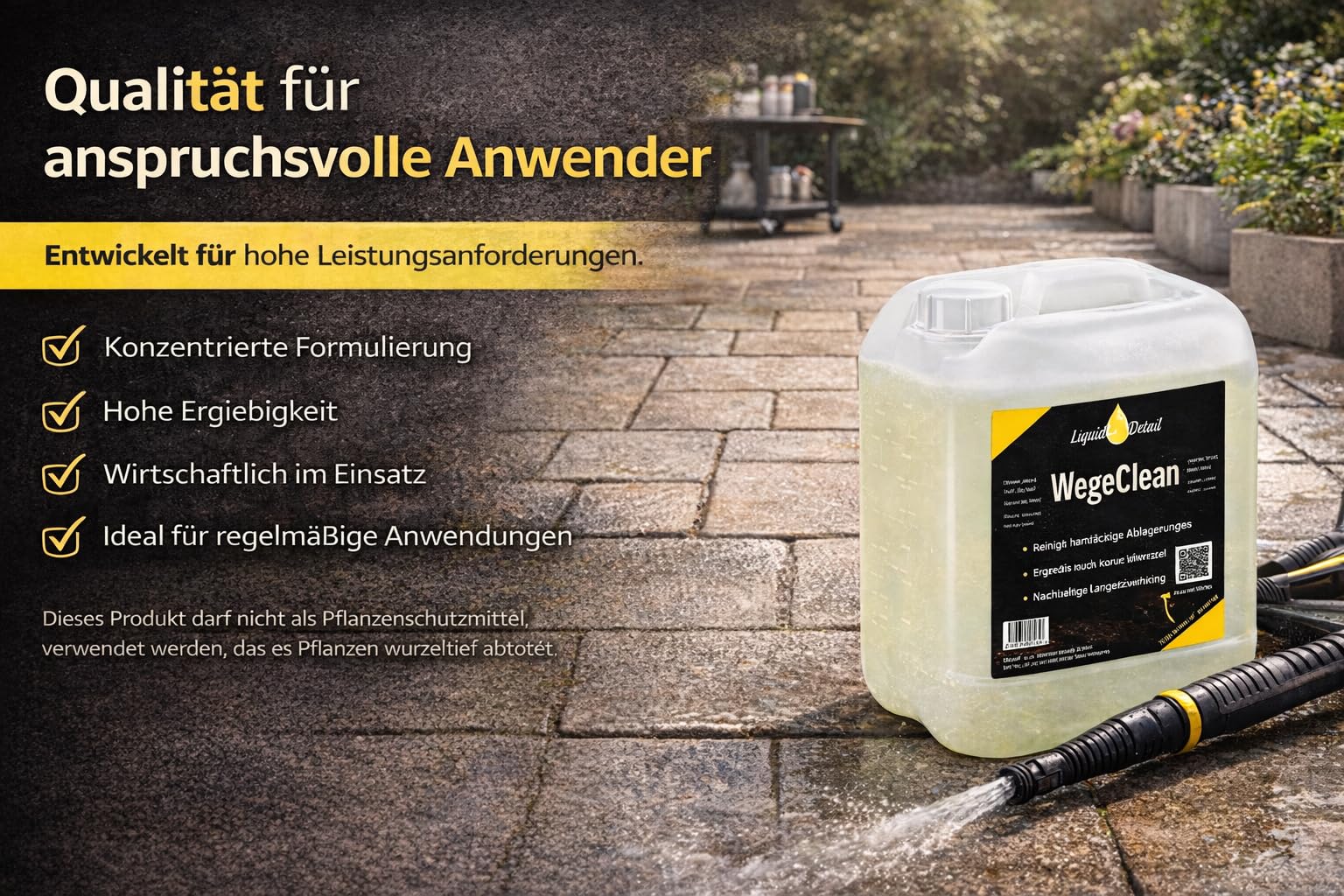 Liquid Outlet Wege Clean Steinreiniger 2x 10L – Biologischer Grünbelagentferner für Pflastersteine, Kies & Beton – Steinreiniger intensiv außen, Flechtenentferner, Terassenreiniger Außenbereich