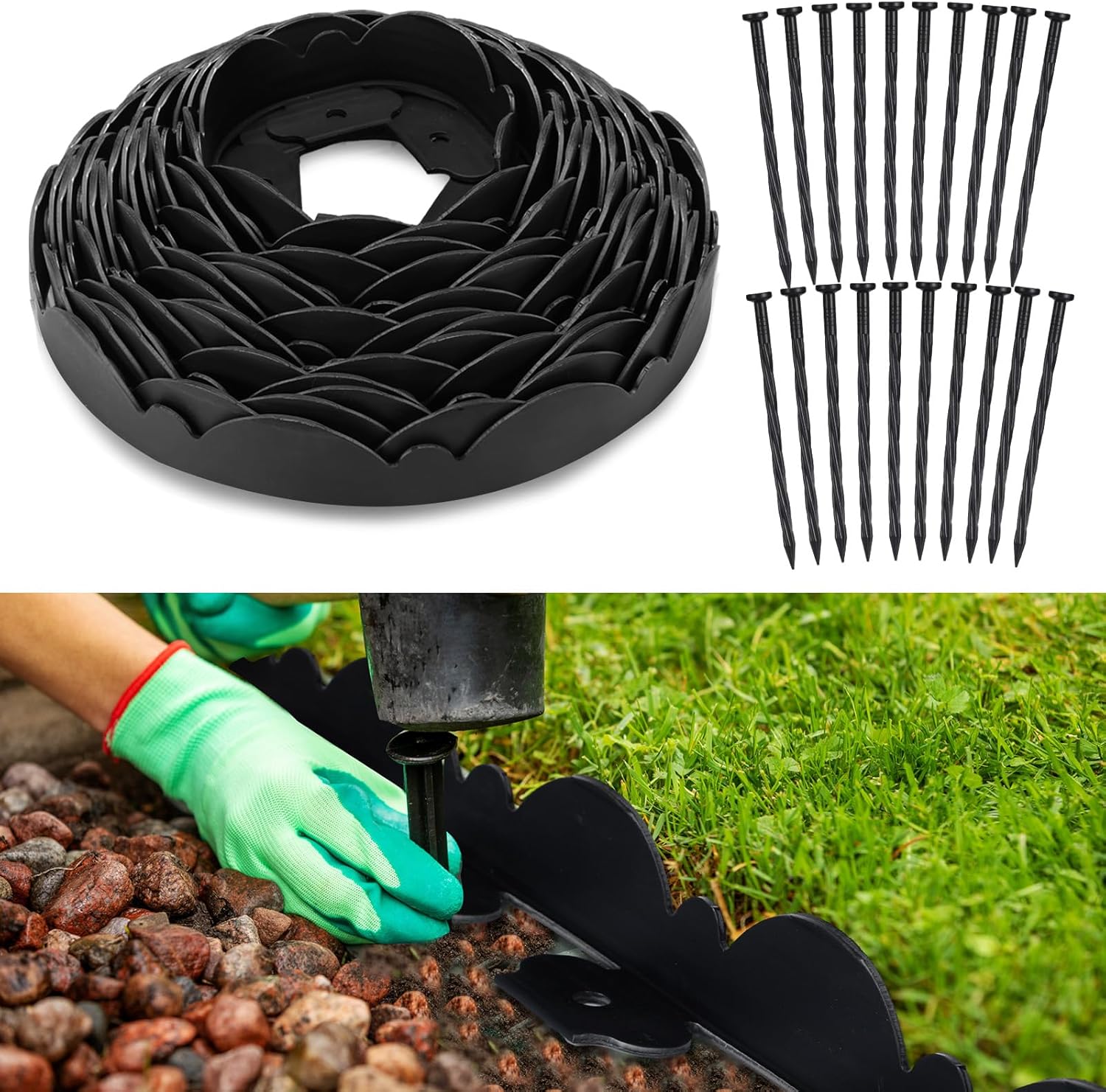 FoldTier 50FT No Dig Landscape Edging 4.6" Tall Garden