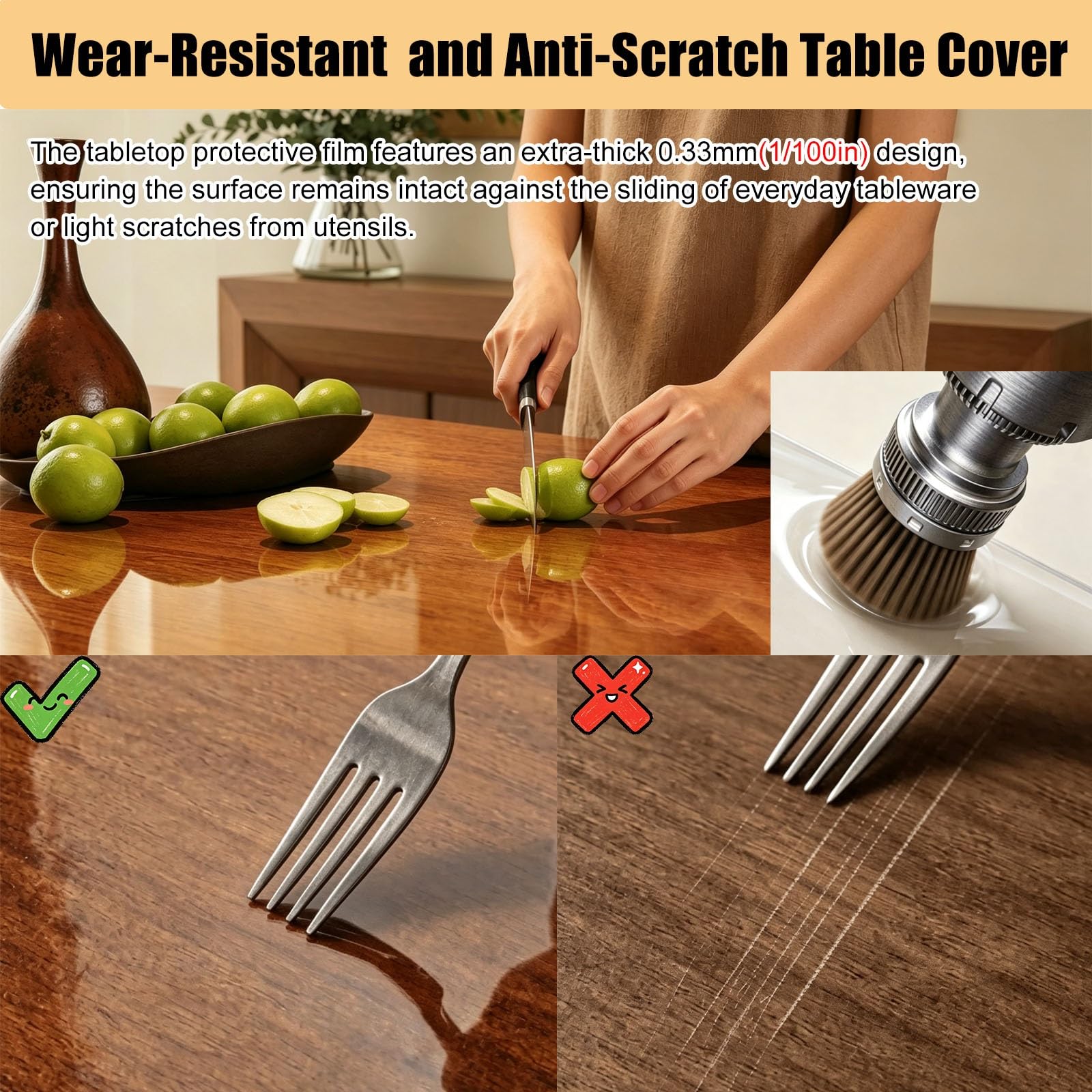 Pellicola Protettiva Trasparente per Tavoli Protezione per Superficie della Scrivania, Pellicola Protettiva per Piano del Tavolo | Dimensioni personalizzate, larghezza 70 - 170 cm, per tavolo in legno da ufficio o casa(36x90in/91.4x228.6cm)