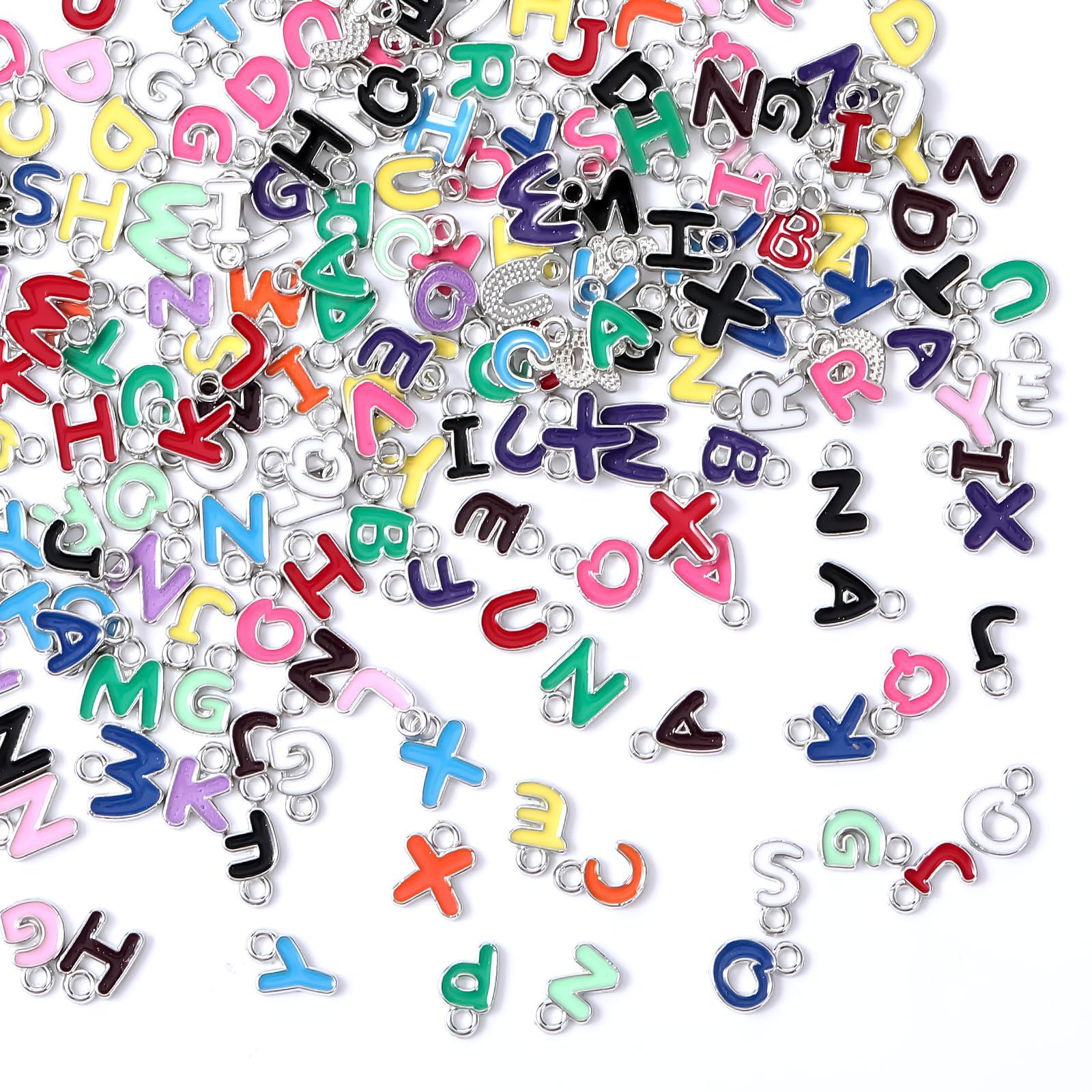 200Pcs A-Z Alphabet Charms, Letter Charms, Metal Letter Pendant Charm, Bracelet Necklace Earrings Charm for Jewelry Making, DIY Crafts, Personalized Gift Making Findings