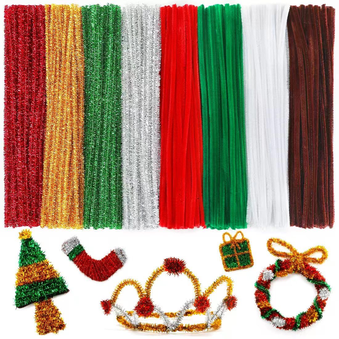 Praisebank Christmas Pipe Cleaners for Crafts, 200pcs, Chenille Stems for DIY Projecets, Arts &amp; Crafts Supplies for Festival Party Decorations