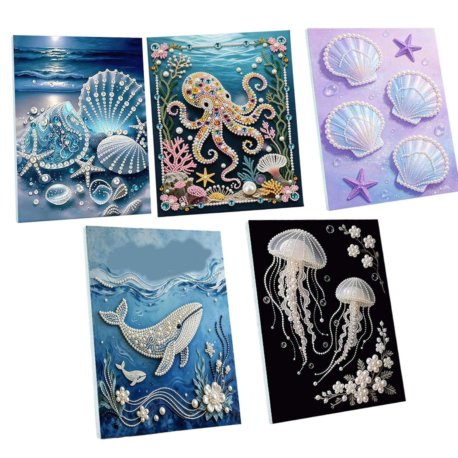 HYPYXUS 12x16 Inch Ocean Themed Pearl Art DIY Craft Kit (5pcs)