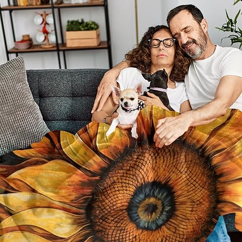 Miniatura 6 de Manta de forro polar con estampado de girasol, tamaño individual, suave, ligera, acogedora, perfecta para cama, sofá, viajes, campamento, 59.0 x