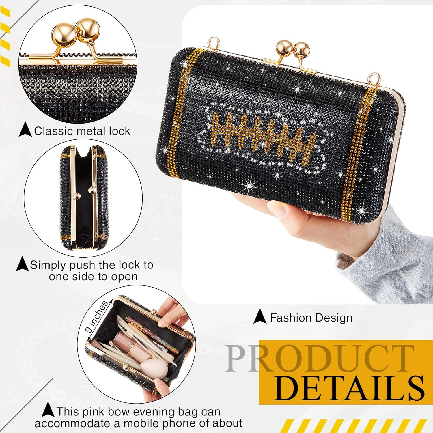 Dansydaisy Football Purse Rhinestone Bling Evening Bag Women Glitter Sparkly Crystal Rugby Novelty Clutch for Sports Party