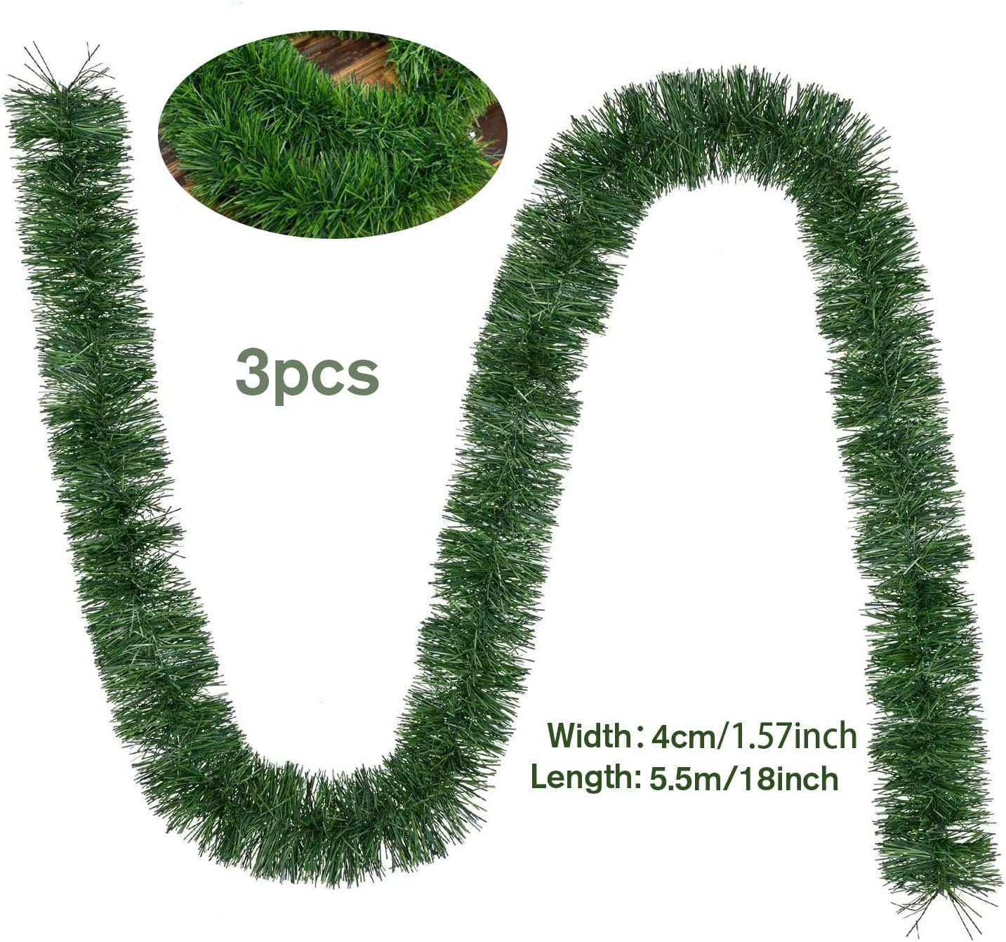 Garland for Christmas, 54 Ft Christmas Twist Garland,3 Strands Premium Quality Artificial Vine Soft Greenery Decoration