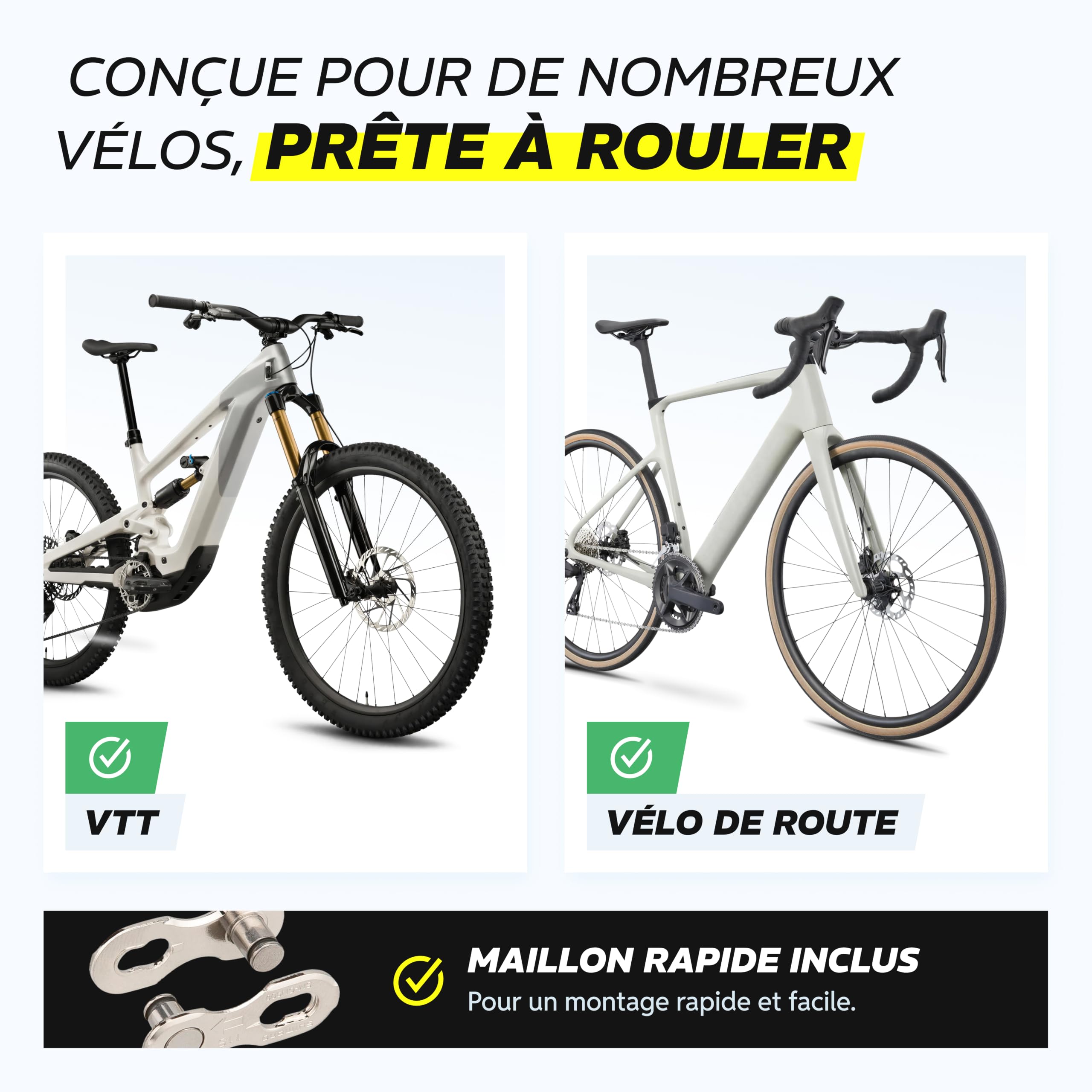Alphatrail Chaîne de Vélo Parker 12 Vitesses 126 Maillons I Compatible avec Shimano, SRAM, KMC, Connex, Campagnolo I Incl. Attache Rapide Chaîne