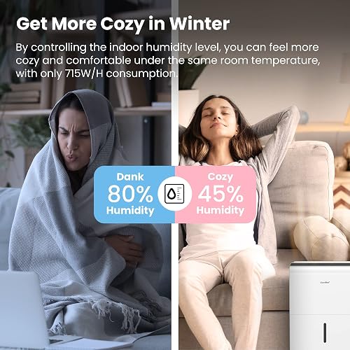 COMFEE' Deumidificatore 30L/giorno,Deumidificatore casa muffa adatto fino a 80㎡/180m³,Tanica da 3L,Ruote Piroettanti,Modalità Asciugatuta,Ridotta Rumorosità,MDDP-30DEN7 - 3