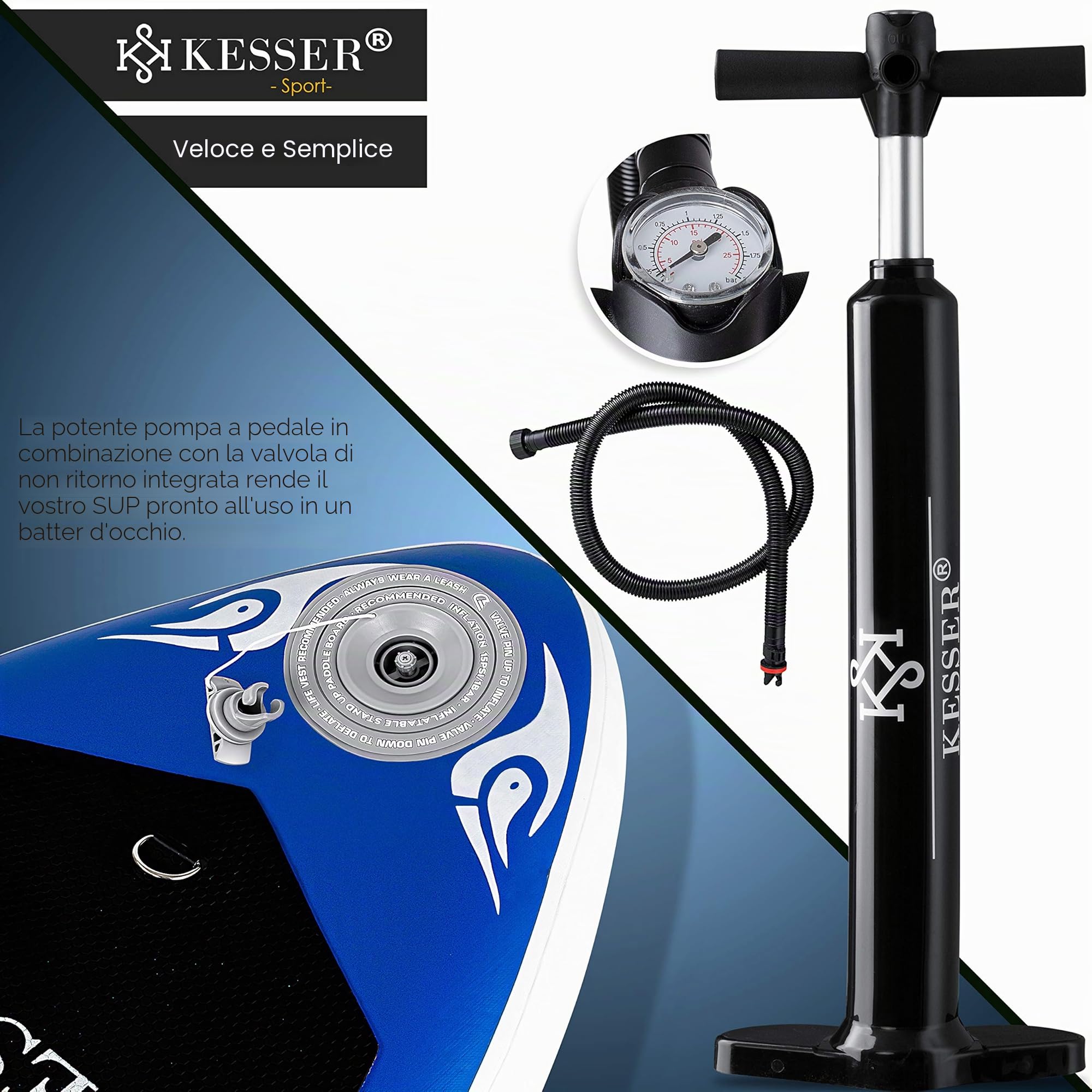 KESSER® Tavola SUP Gonfiabile Set Tavola Stand Up Paddle Tavola da Surf Premium Sport Acquatici | 6 Pollici di Spessore | Accessori Completi | 130 kg
